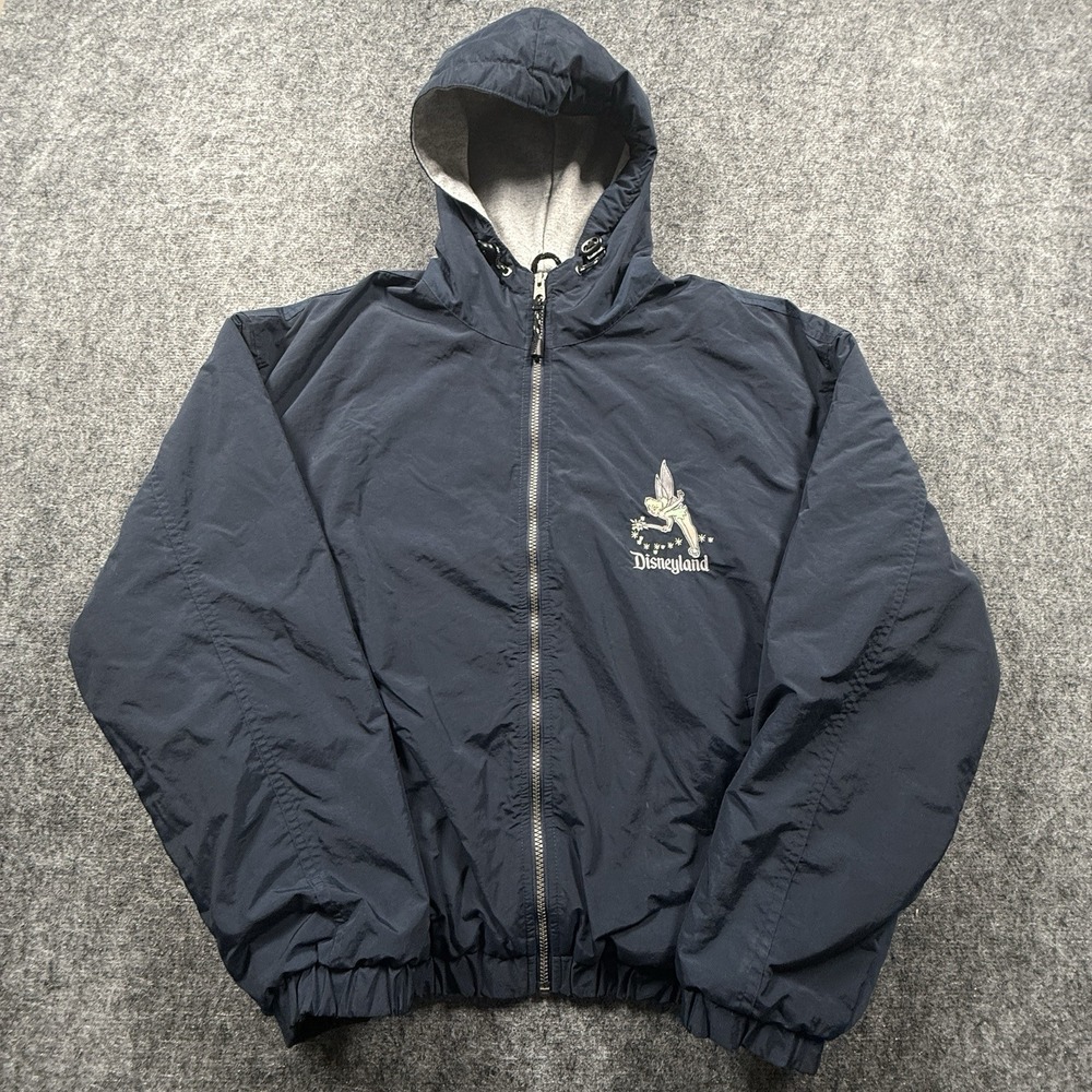 Disneyland Resort Tinker Bell Jacket Womens M Navy Hooded Fleece Lined Vintage